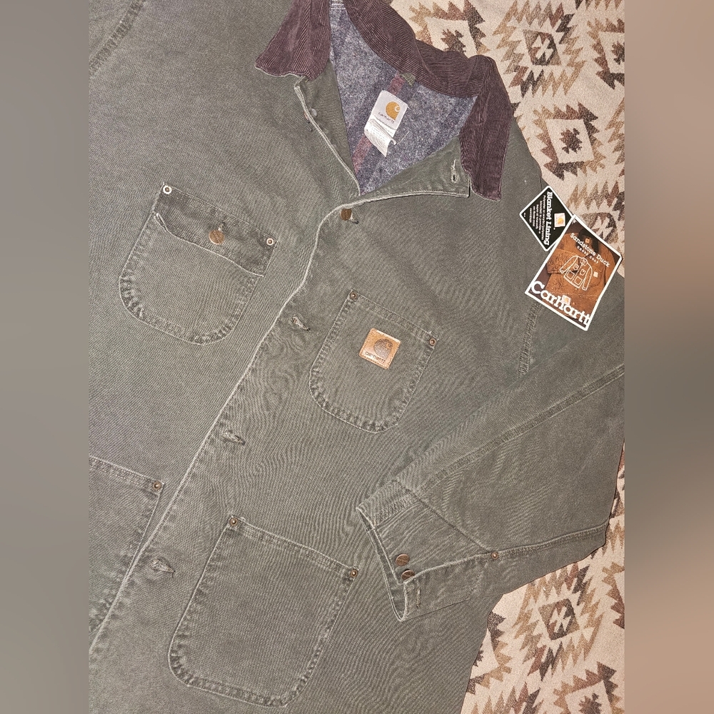 Vtg Carhartt Forest Green Work Jacket Size 4xl